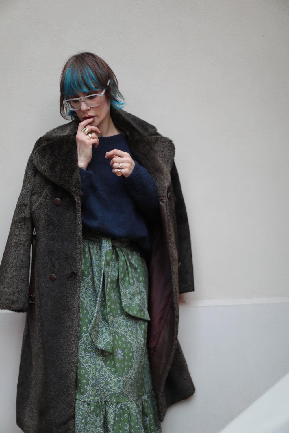 Vintage Seventies Double-Breasted Faux Fur Coat