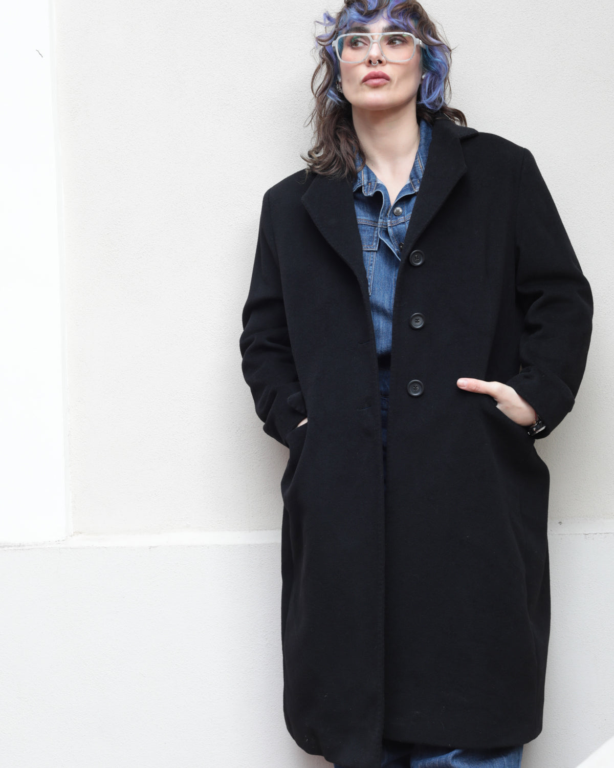 Vintage Black Wool and Cashmere Coat