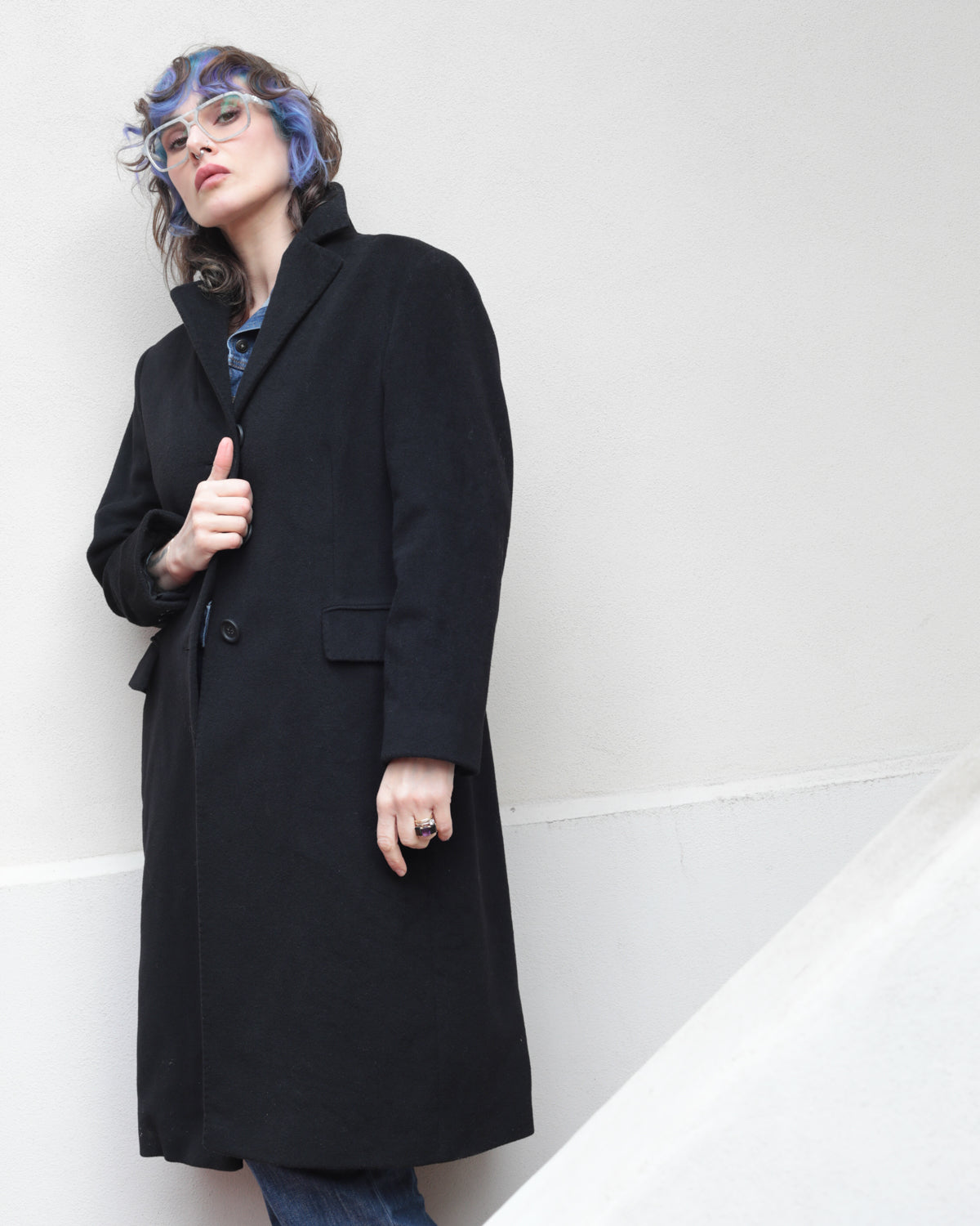 Vintage Black Wool and Cashmere Coat