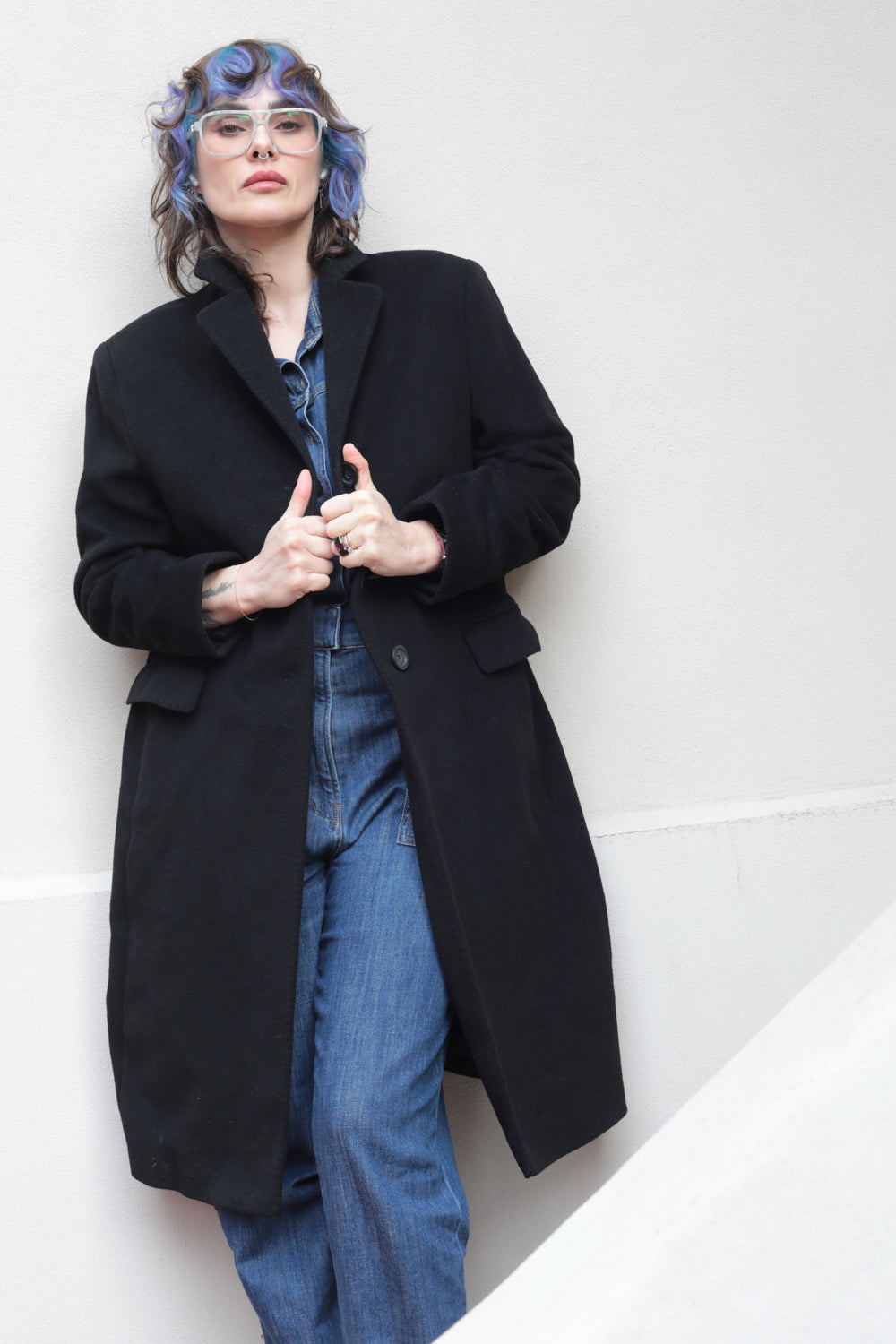 Vintage Black Wool and Cashmere Coat