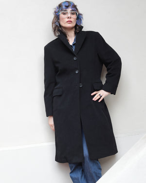 Vintage Black Wool and Cashmere Coat