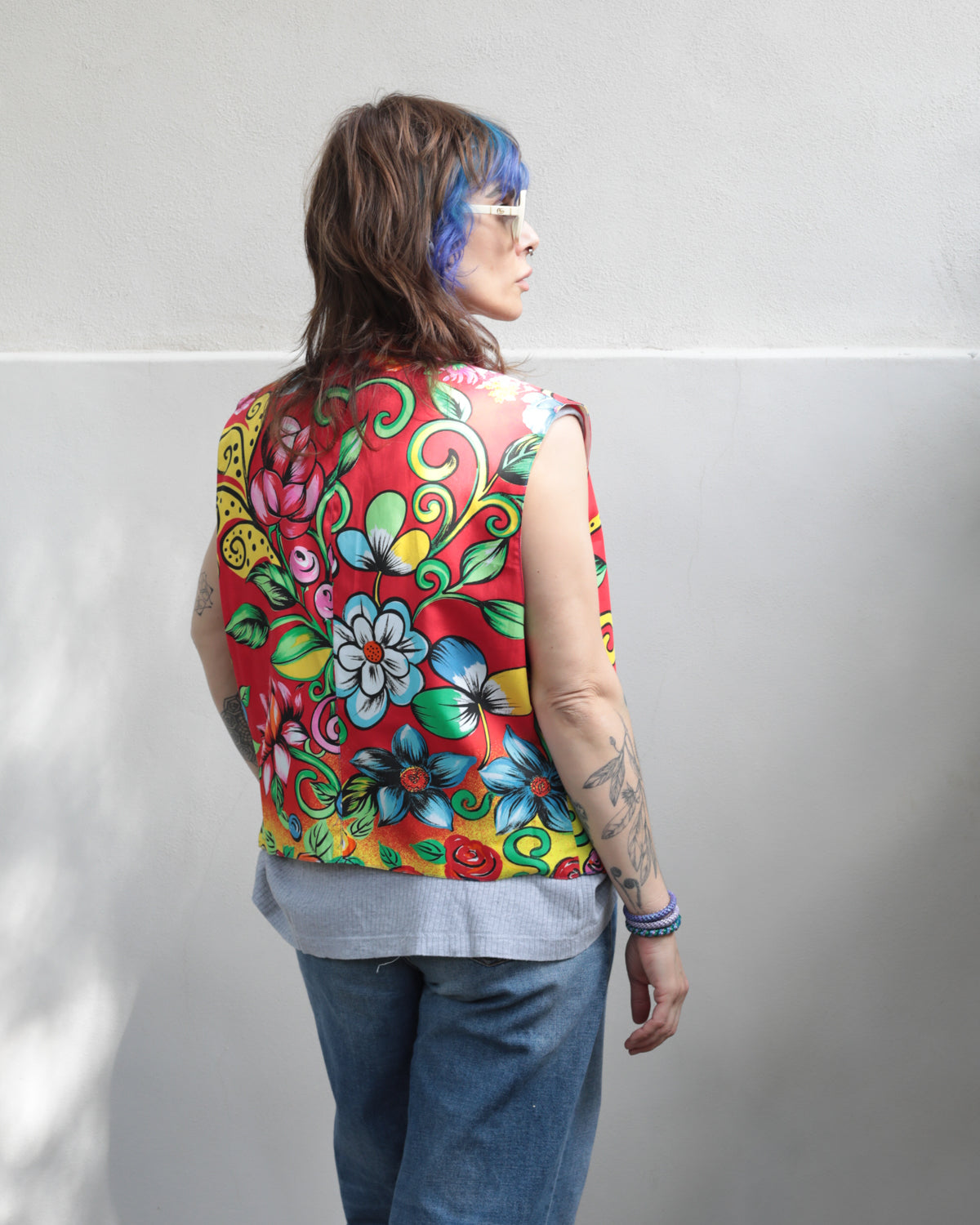 Rare 90s Versus Gianni Versace Tropical Floral Print Vest