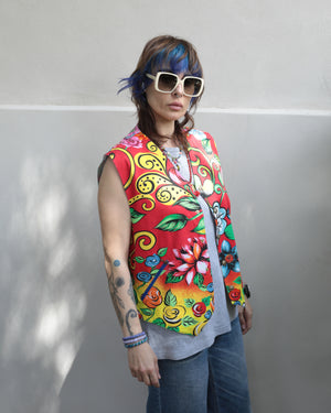 Rare 90s Versus Gianni Versace Tropical Floral Print Vest