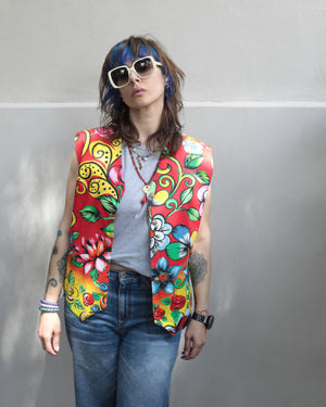 Rare 90s Versus Gianni Versace Tropical Floral Print Vest