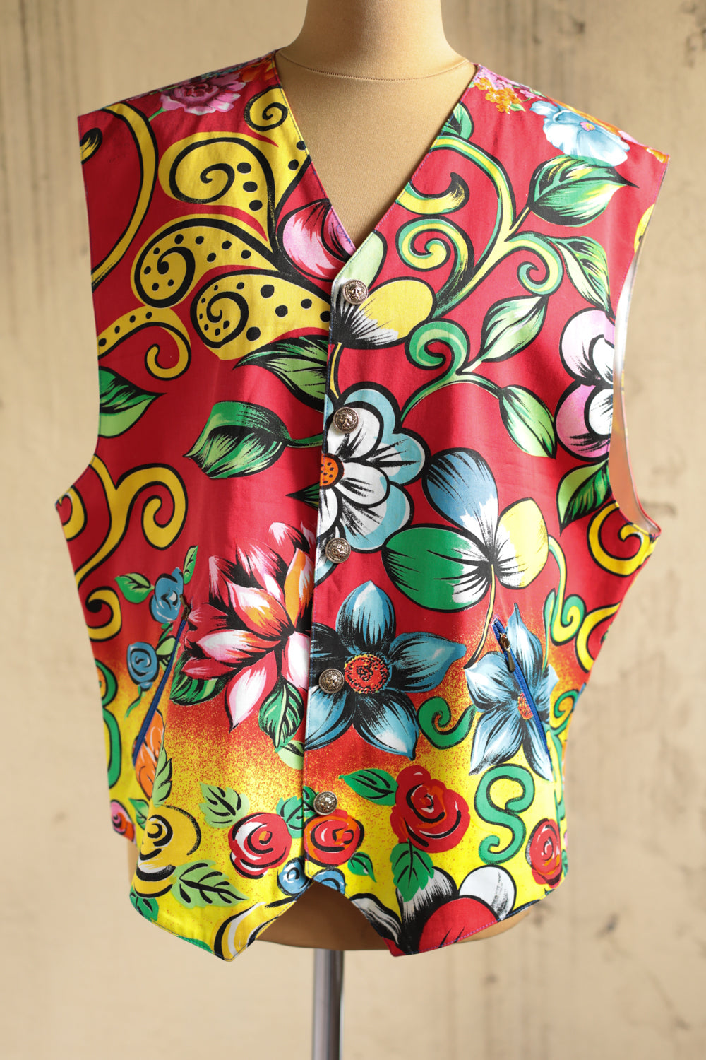 Rare 90s Versus Gianni Versace Tropical Floral Print Vest