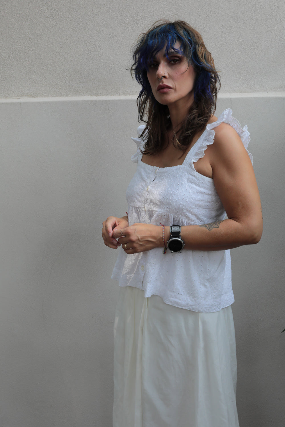 Broderie Anglaise White Cotton Top