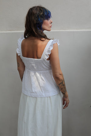 Broderie Anglaise White Cotton Top