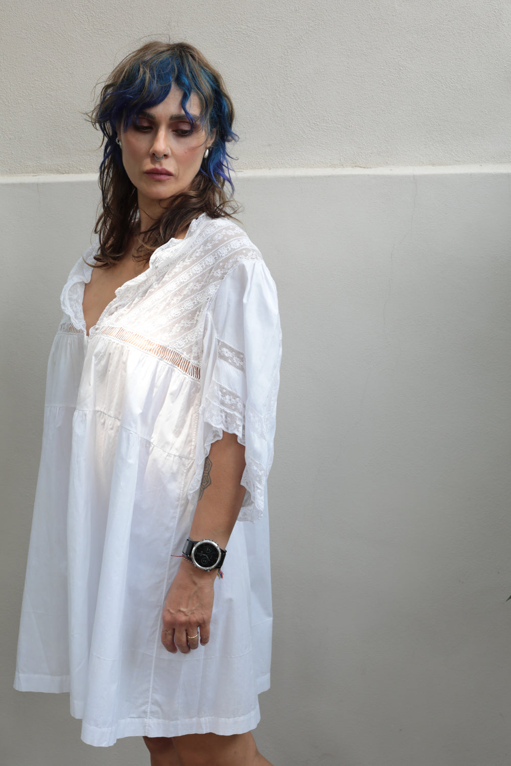 Antique Early 1900s Handmade Lace Cotton Dress