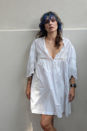 Antique Early 1900s Handmade Lace Cotton Dress