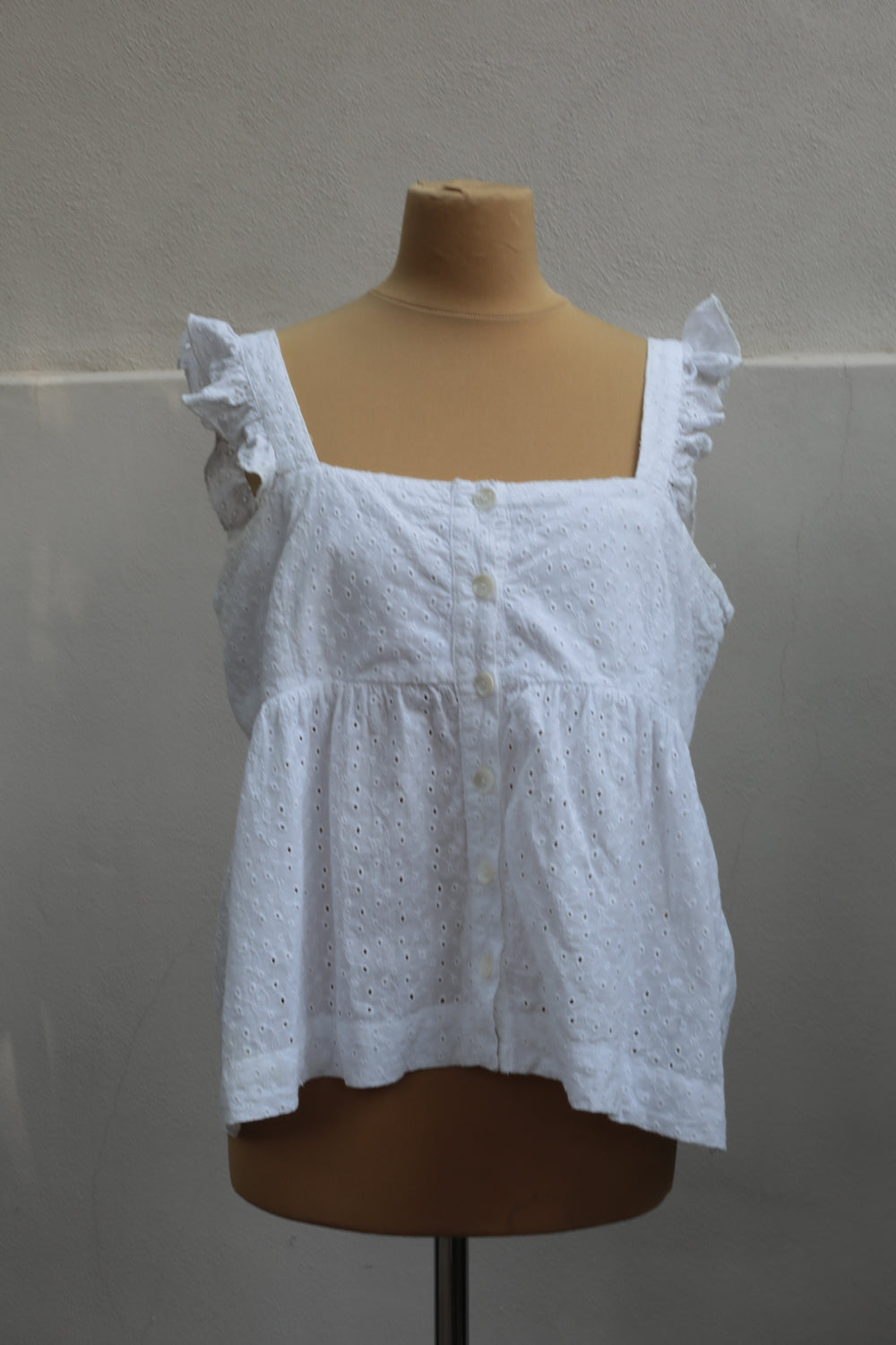 Broderie Anglaise White Cotton Top