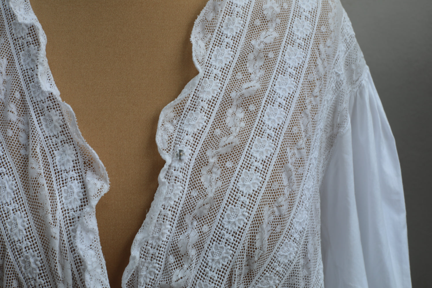 Antique Early 1900s Handmade Lace Cotton Dress