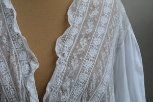 Antique Early 1900s Handmade Lace Cotton Dress