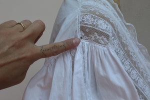 Antique Early 1900s Handmade Lace Cotton Dress