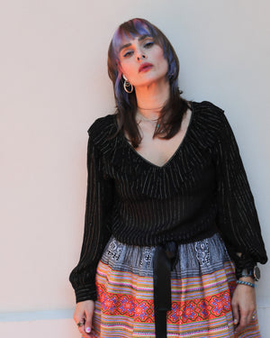 Vintage Semi-sheer Black Lurex Blouse