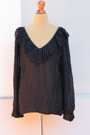Vintage Semi-sheer Black Lurex Blouse