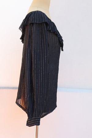 Vintage Semi-sheer Black Lurex Blouse