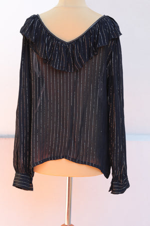 Vintage Semi-sheer Black Lurex Blouse