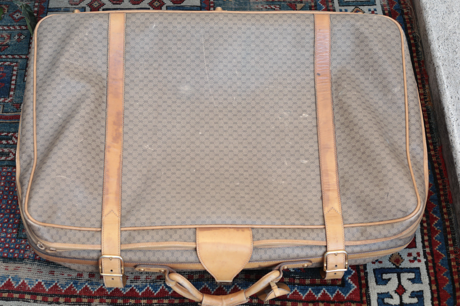 Gucci Vintage 80s Canvas & Leather Suitcase - Large