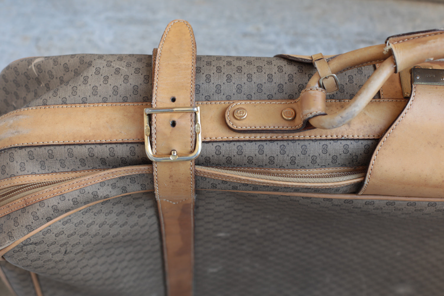 Gucci Vintage 80s Canvas & Leather Suitcase - Large