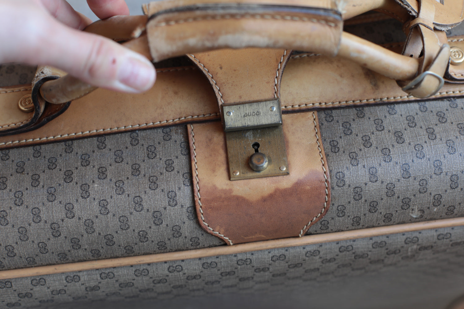 Gucci Vintage 80s Canvas & Leather Suitcase - Large