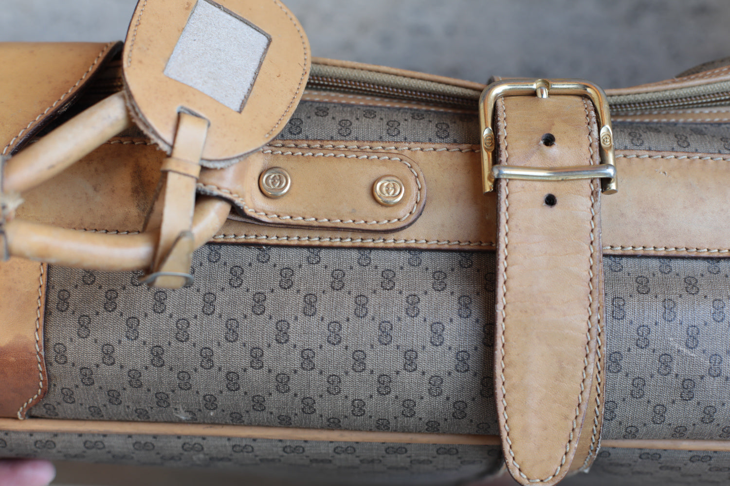 Gucci Vintage 80s Canvas & Leather Suitcase - Large