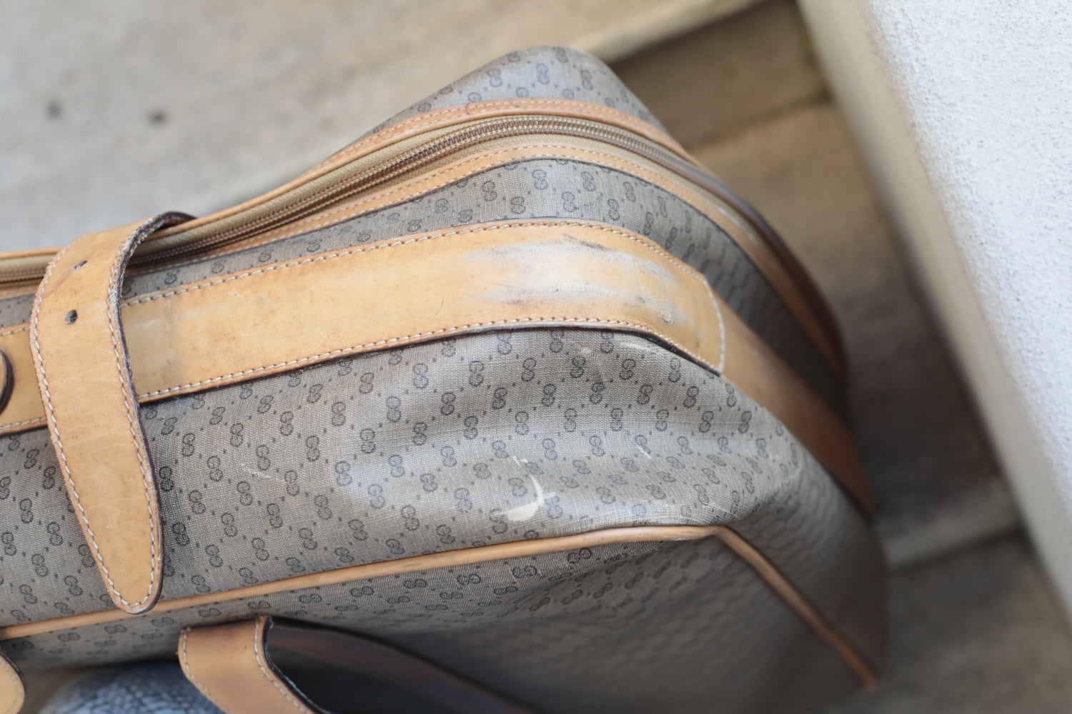 Gucci Vintage 80s Canvas & Leather Suitcase - Large