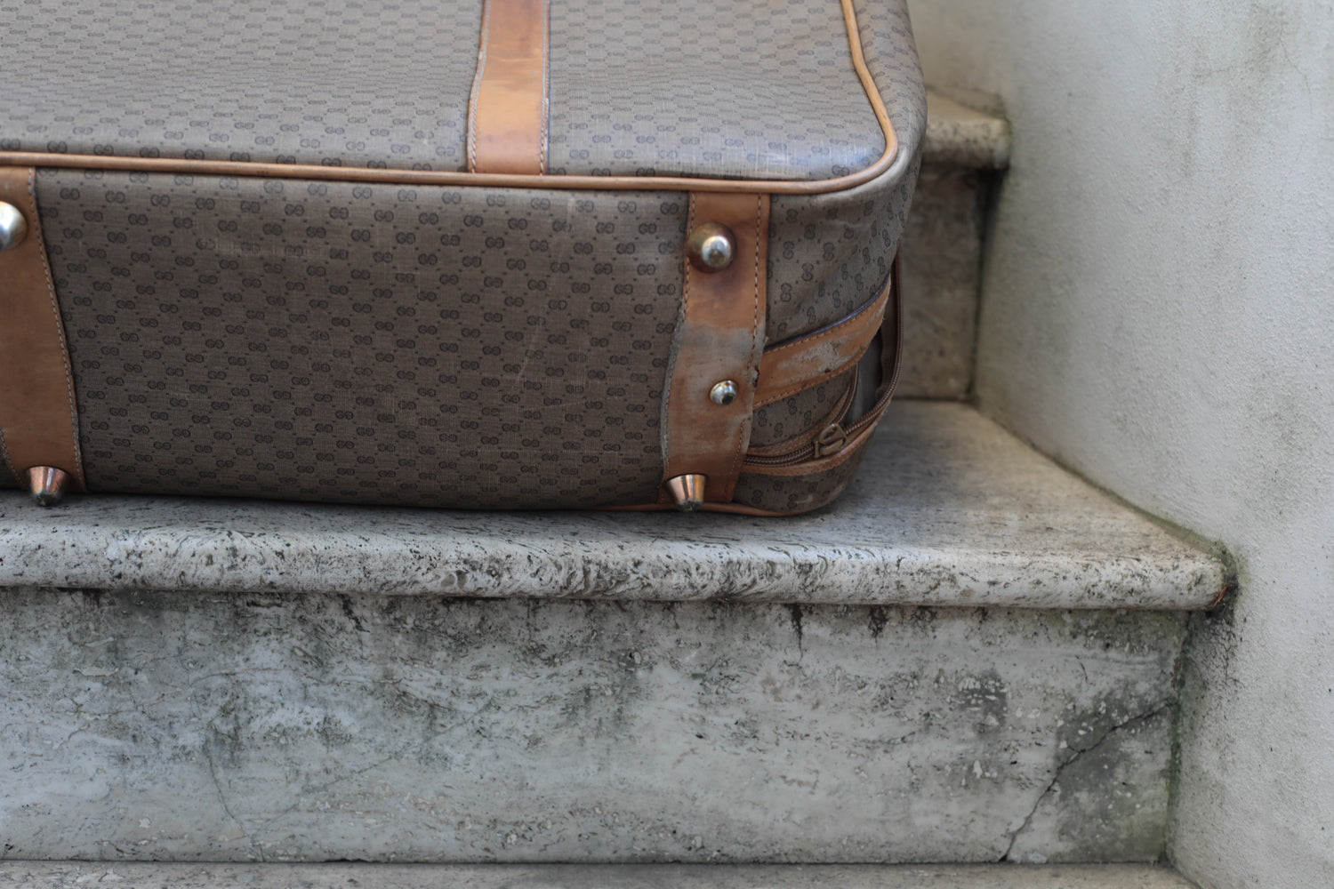 Gucci Vintage 80s Canvas & Leather Suitcase - Medium