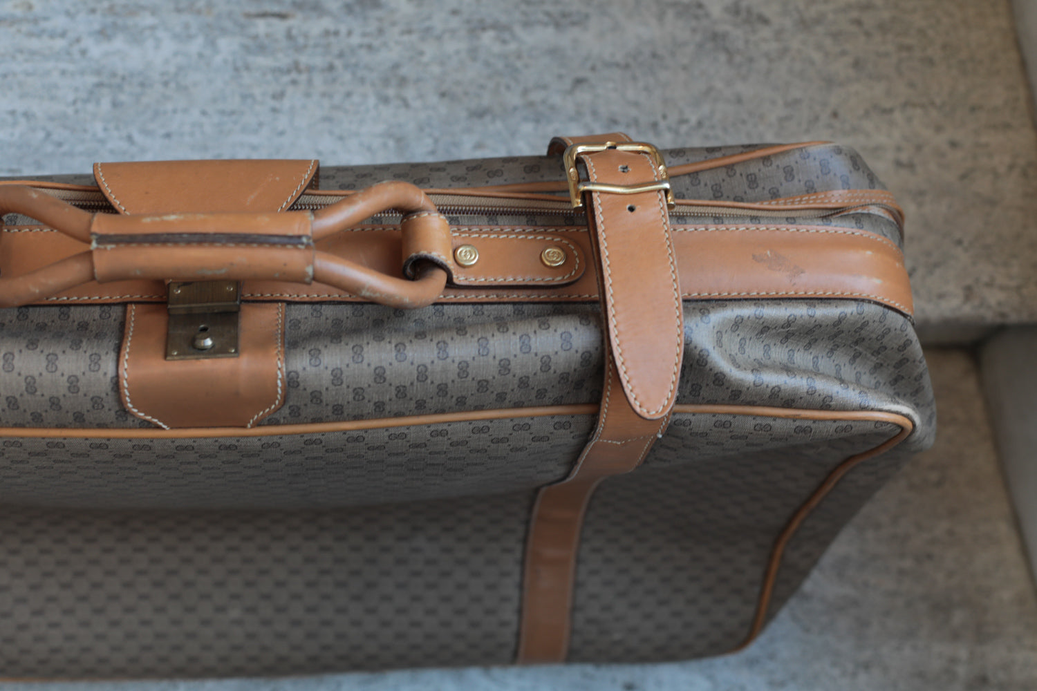 Gucci Vintage 80s Canvas & Leather Suitcase - Medium