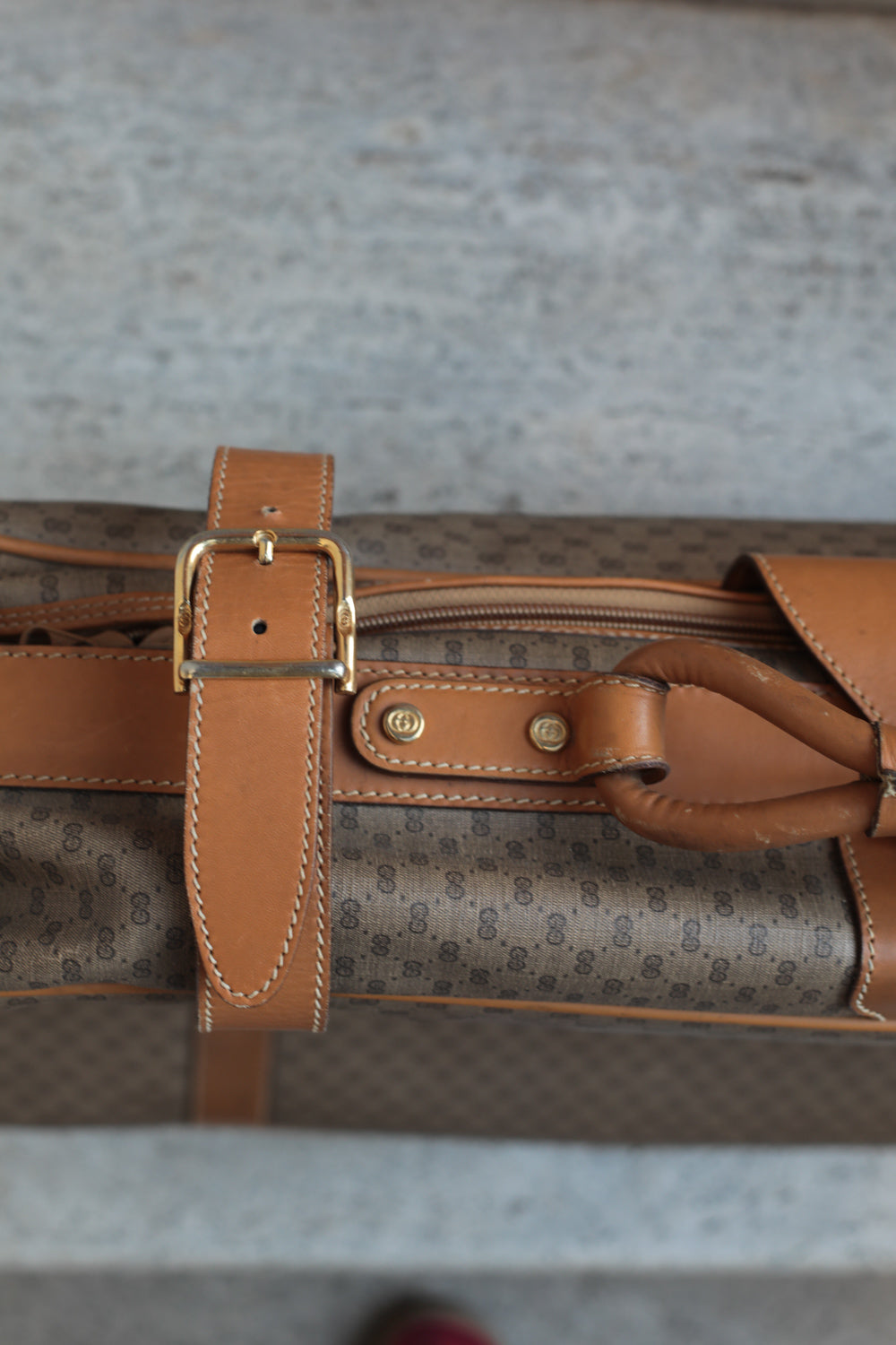 Gucci Vintage 80s Canvas & Leather Suitcase - Medium