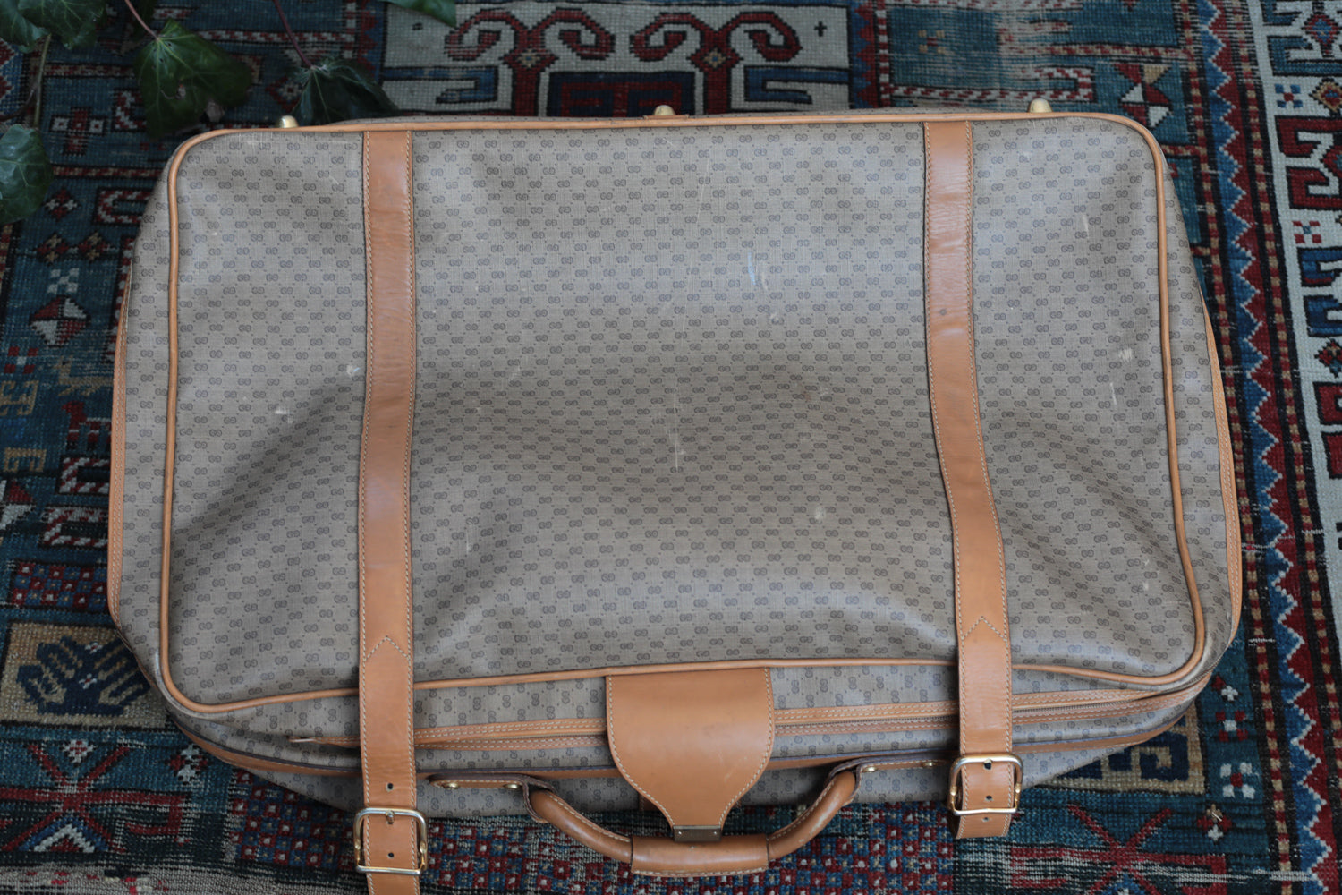 Gucci Vintage 80s Canvas & Leather Suitcase - Medium