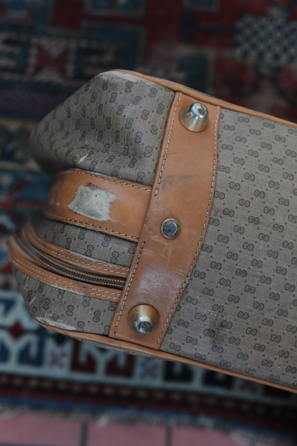 Gucci Vintage 80s Canvas & Leather Suitcase - Medium