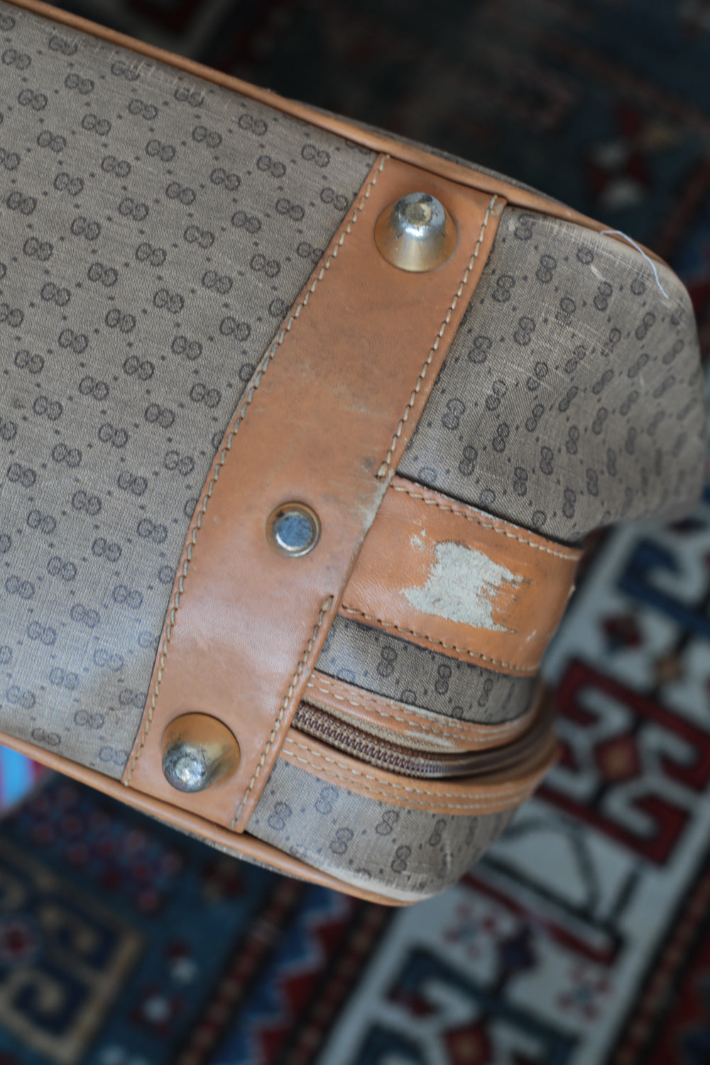 Gucci Vintage 80s Canvas & Leather Suitcase - Medium