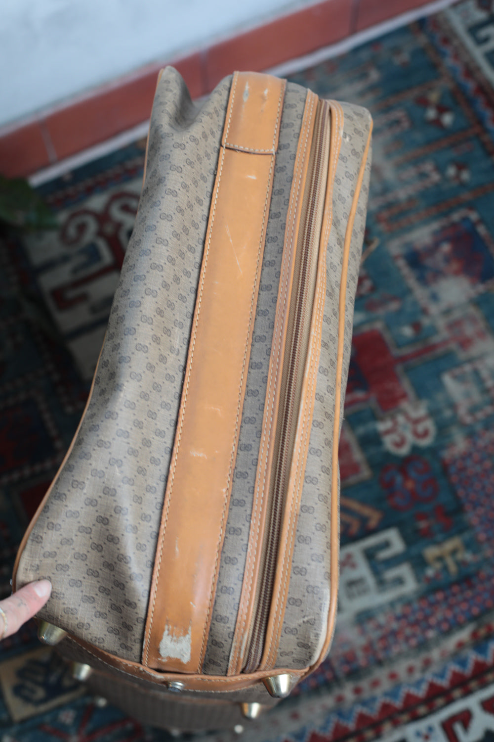 Gucci Vintage 80s Canvas & Leather Suitcase - Medium