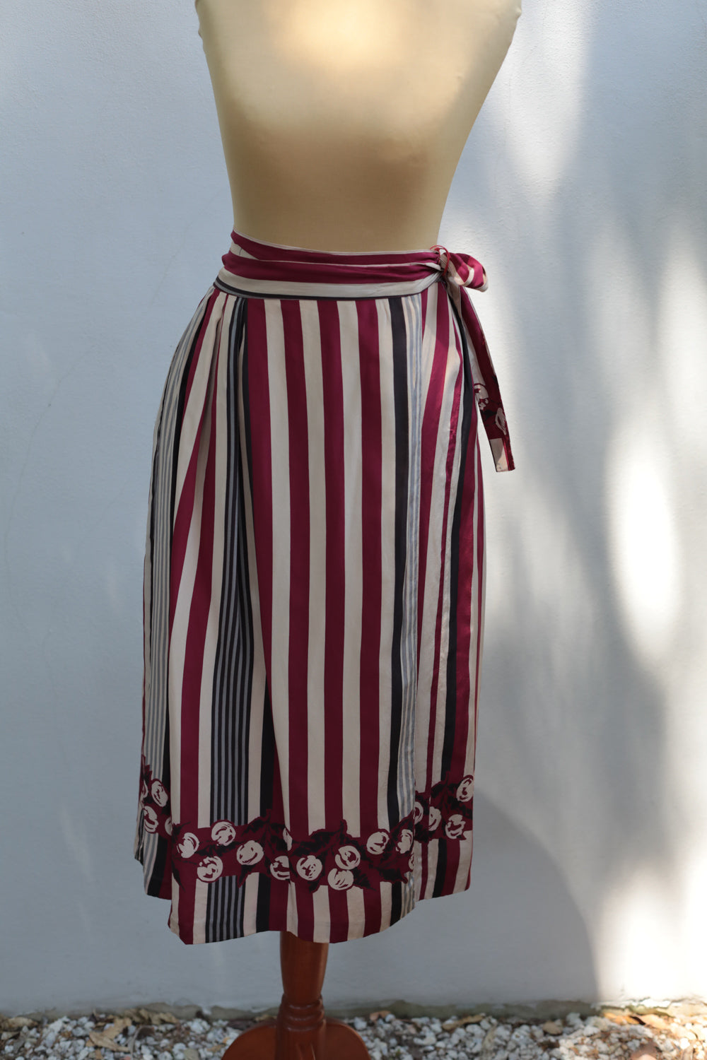 Vintage Striped Silk Wrap Skirt