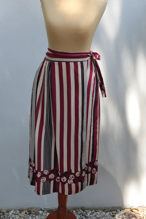 Vintage Striped Silk Wrap Skirt