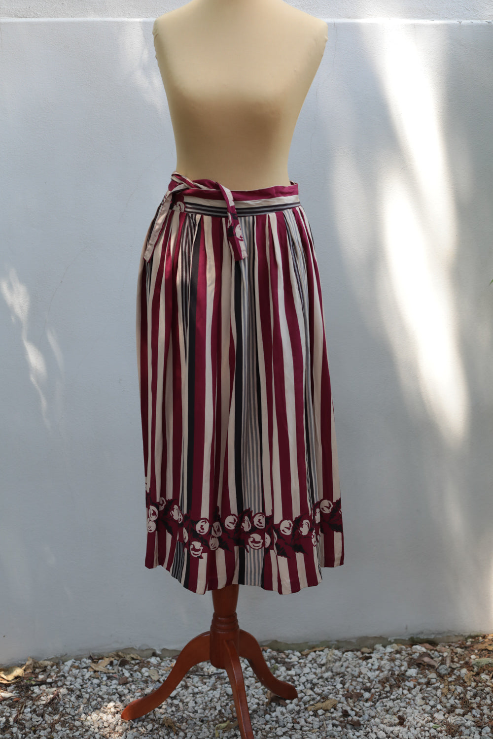 Vintage Striped Silk Wrap Skirt