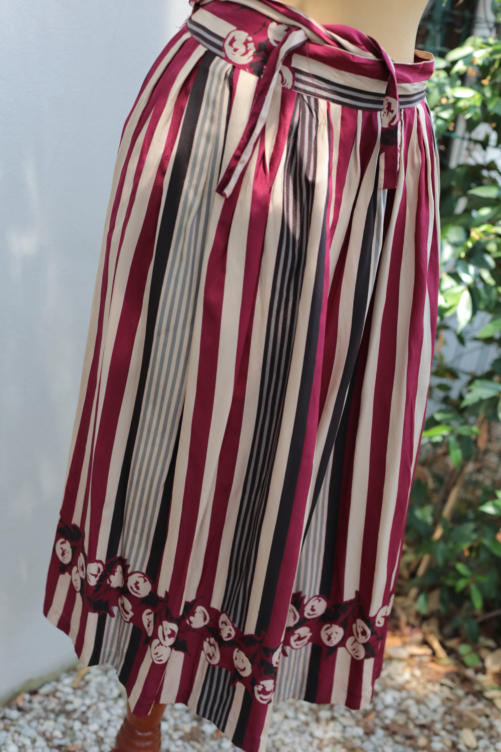 Vintage Striped Silk Wrap Skirt