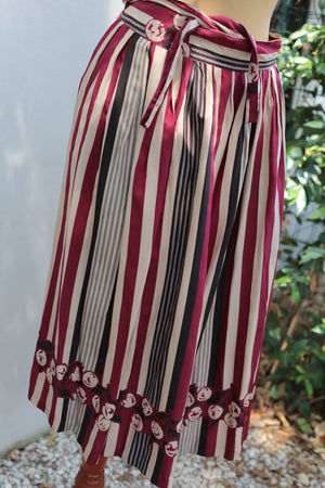 Vintage Striped Silk Wrap Skirt