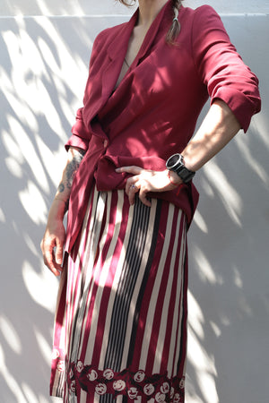 Vintage Striped Silk Wrap Skirt