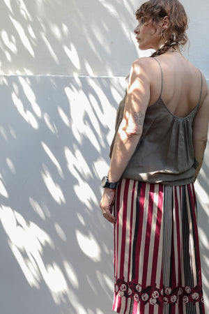 Vintage Striped Silk Wrap Skirt