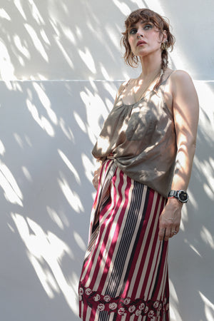 Vintage Striped Silk Wrap Skirt