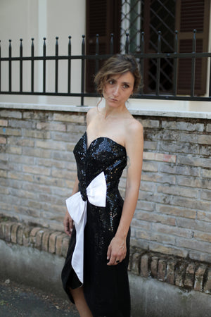 Vintage 80 Sequin Bustier Dress
