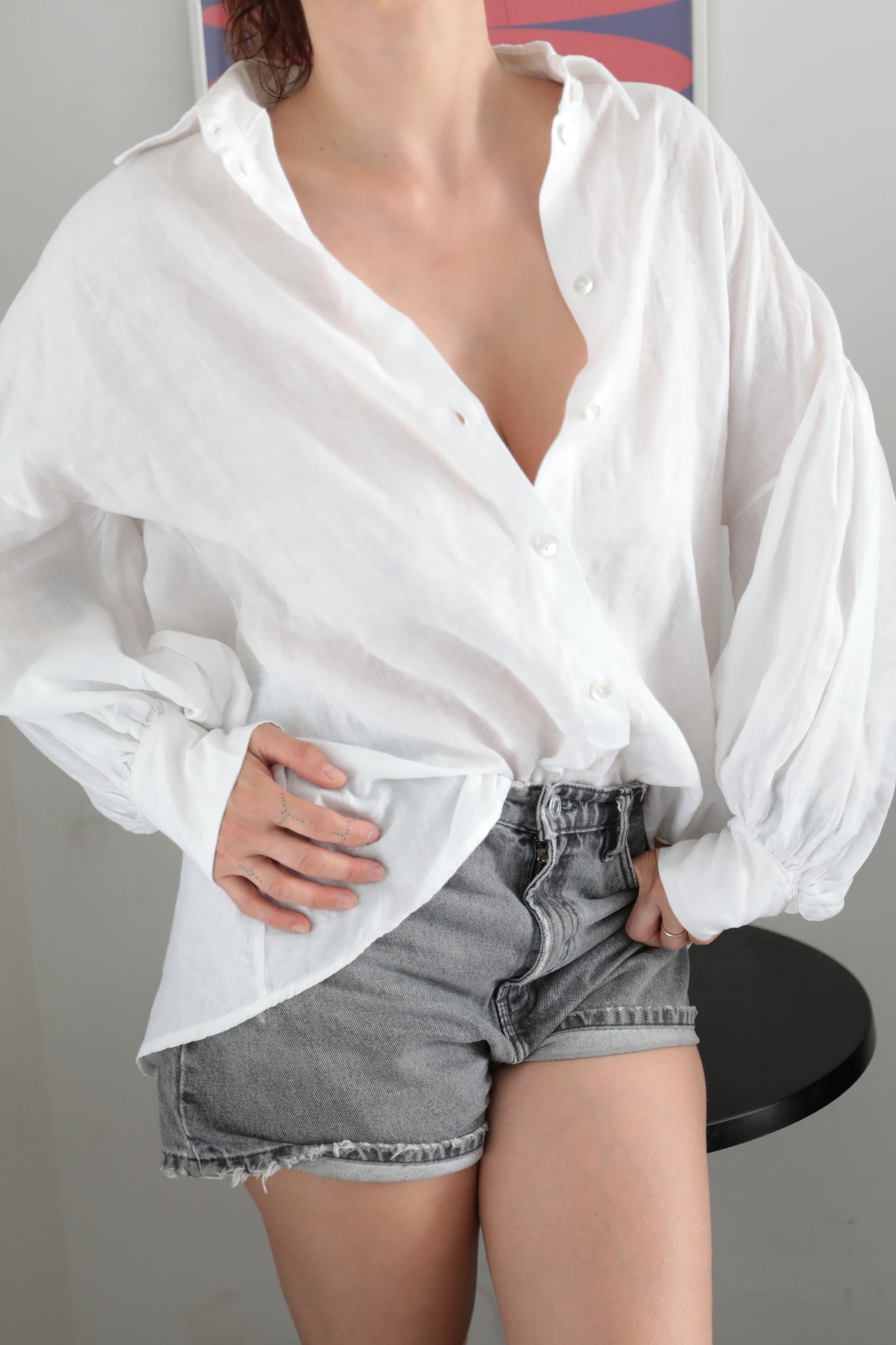 Balloon Sleeve Linen Sartorial Shirt