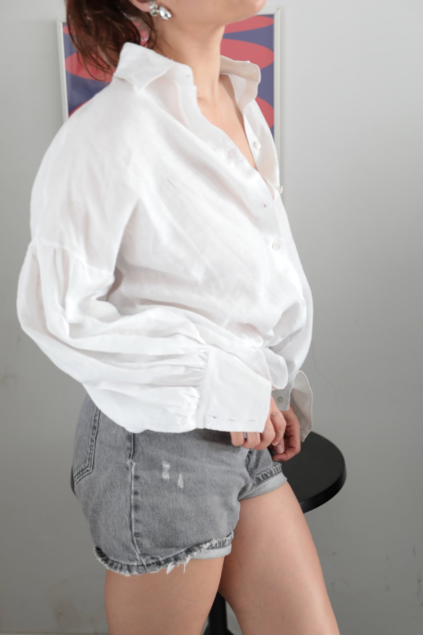 Balloon Sleeve Linen Sartorial Shirt