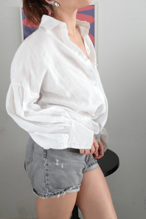 Balloon Sleeve Linen Sartorial Shirt