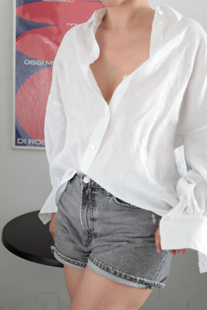 Balloon Sleeve Linen Sartorial Shirt