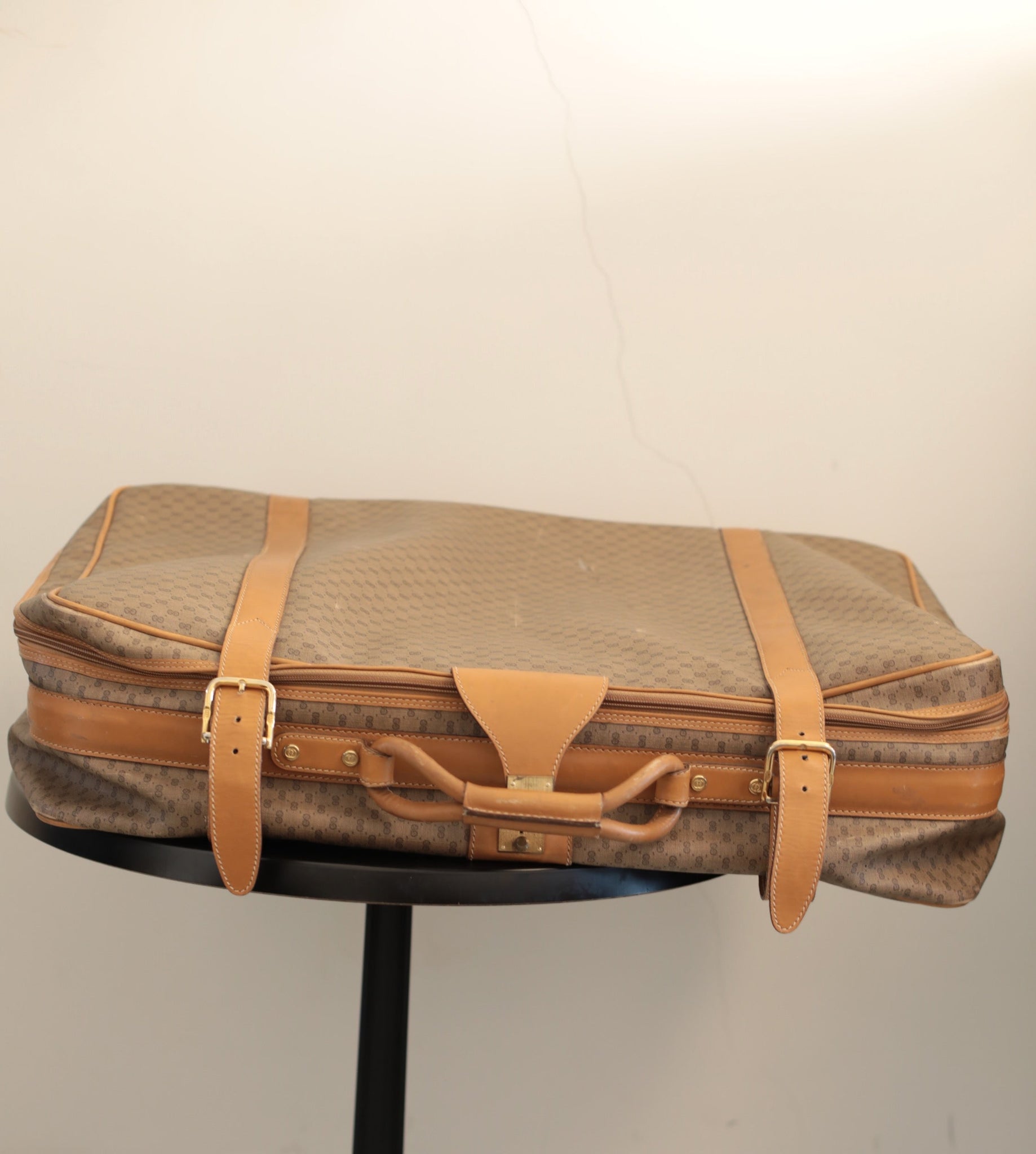 Gucci Vintage 80s Canvas & Leather Suitcase - Medium