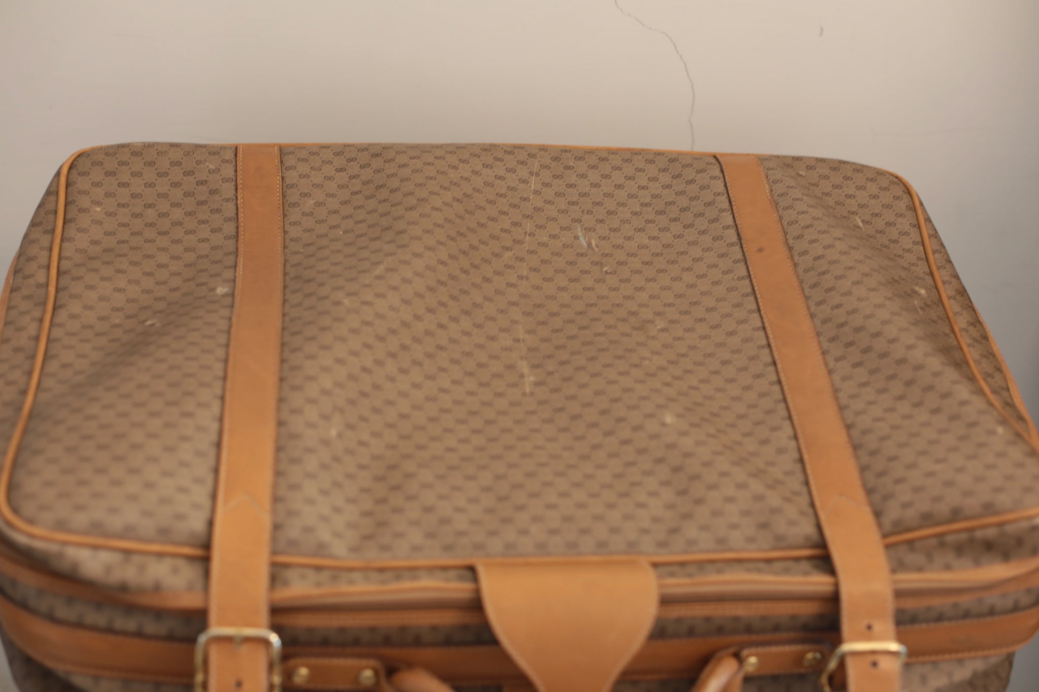 Gucci Vintage 80s Canvas & Leather Suitcase - Medium