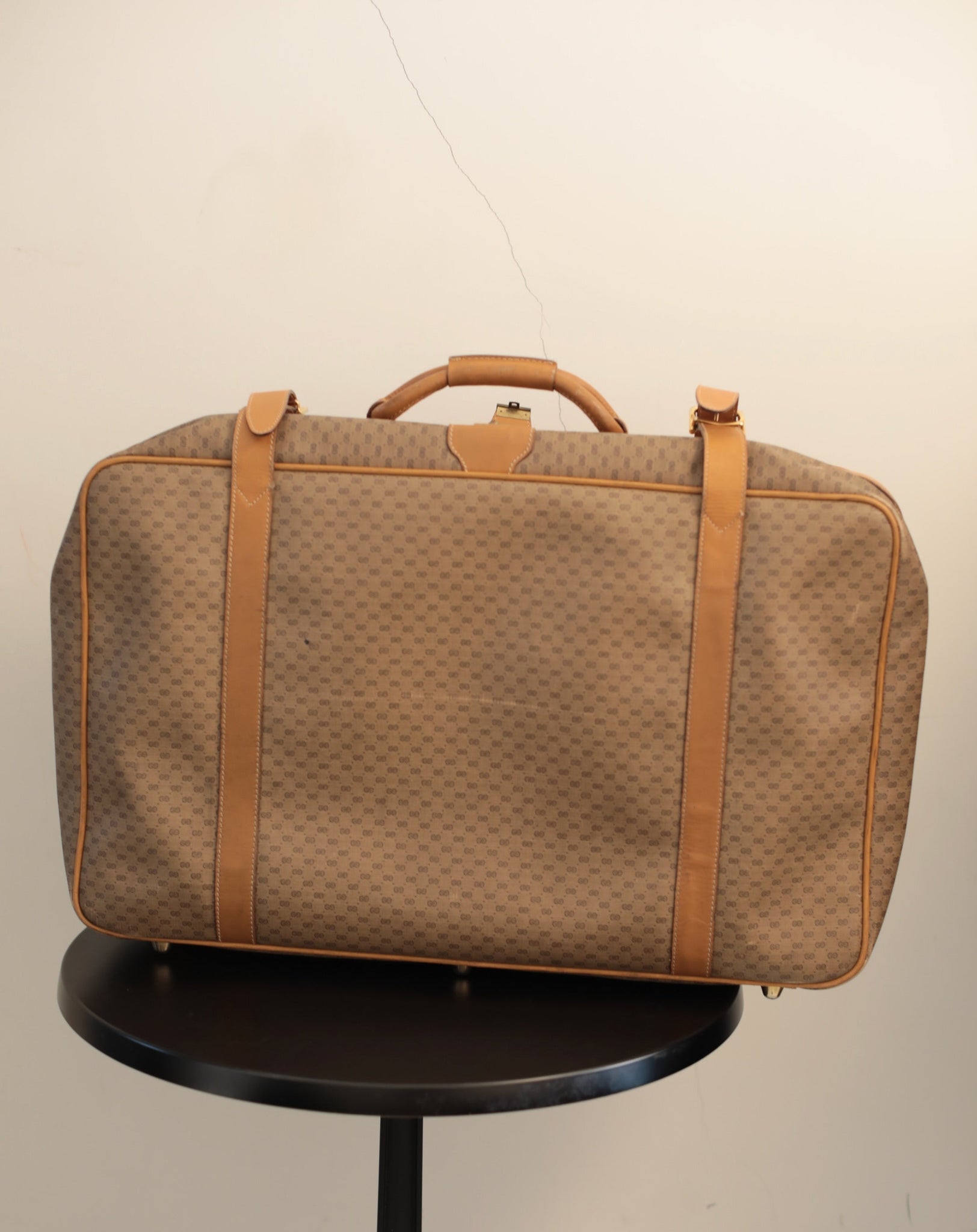 Gucci Vintage 80s Canvas & Leather Suitcase - Medium