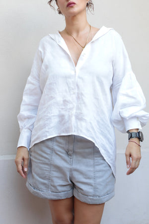 Balloon Sleeve Linen Sartorial Shirt